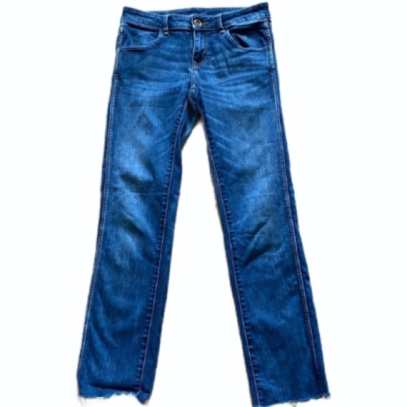 Zara Denim - Mid Rise Straight Leg with Raw Hem